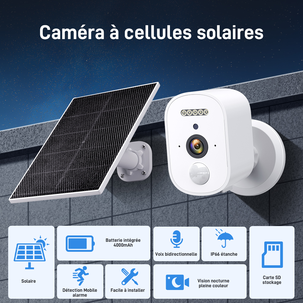 Camera 4G solaire cellule batterie 4000mAh PIR – Image 3