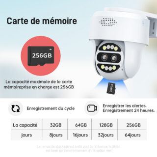 Caméra intelligente Dôme 360° Zoom 4G sans fil et filaire