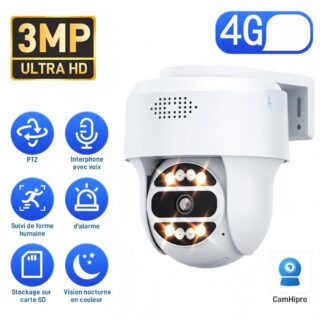 Caméra 4G Wifi et filaire intelligente Dôme 360°